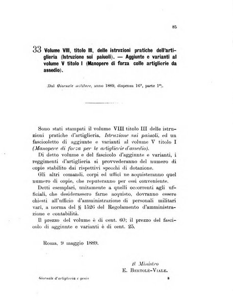 Giornale di artiglieria e genio. Parte 1., Ufficiale