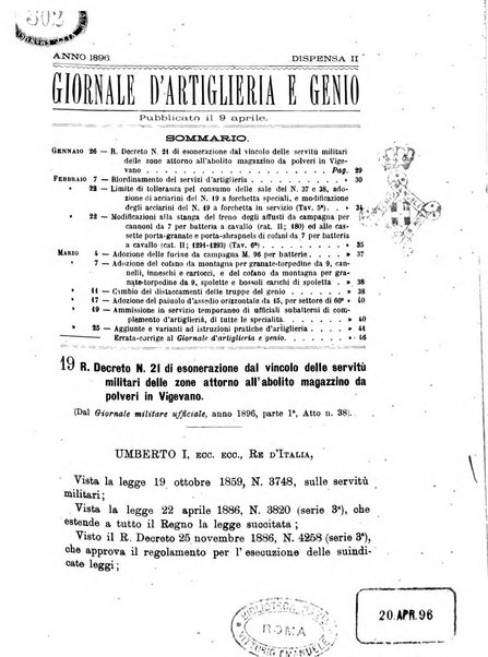 Giornale di artiglieria e genio. Parte 1., Ufficiale