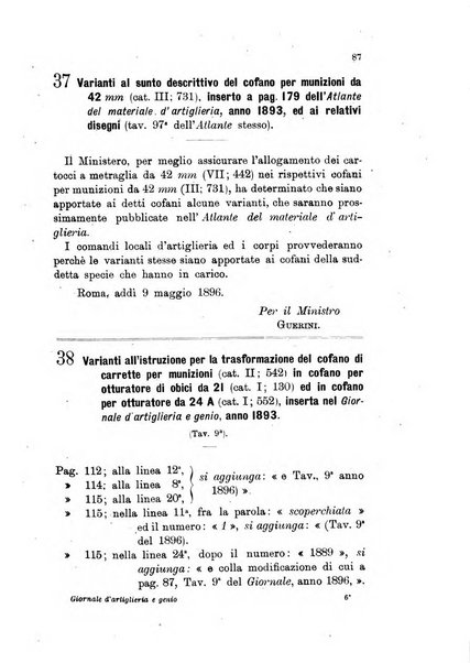 Giornale di artiglieria e genio. Parte 1., Ufficiale