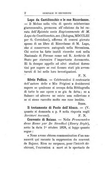 Giornale di erudizione corrispondenza letteraria, artistica e scientifica