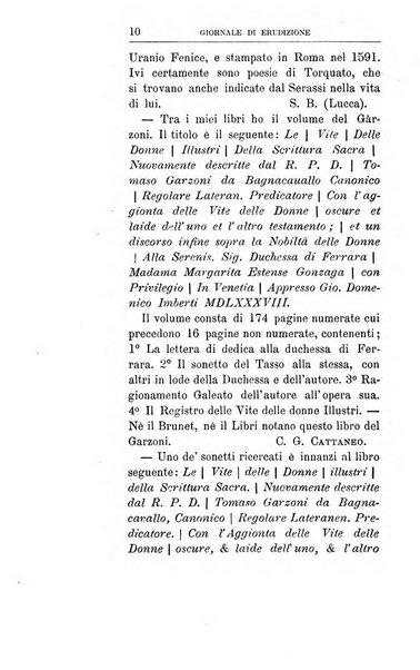 Giornale di erudizione corrispondenza letteraria, artistica e scientifica