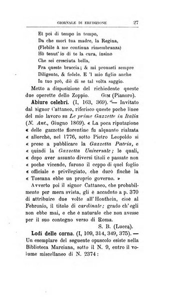 Giornale di erudizione corrispondenza letteraria, artistica e scientifica