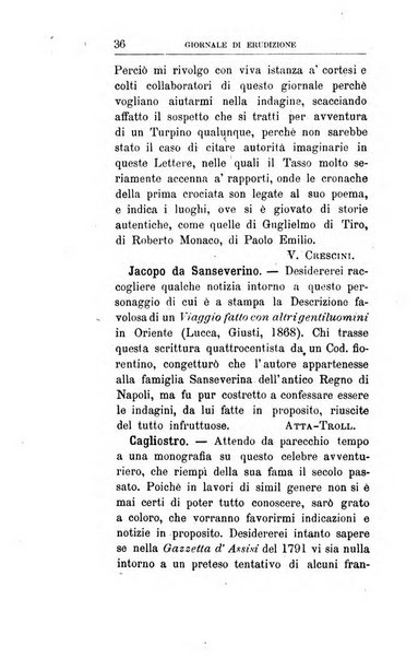 Giornale di erudizione corrispondenza letteraria, artistica e scientifica