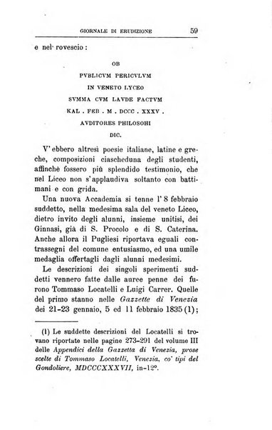 Giornale di erudizione corrispondenza letteraria, artistica e scientifica