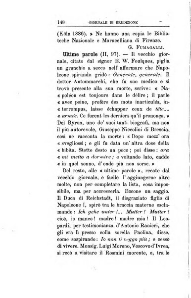 Giornale di erudizione corrispondenza letteraria, artistica e scientifica