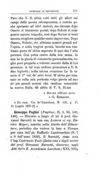 Giornale di erudizione corrispondenza letteraria, artistica e scientifica