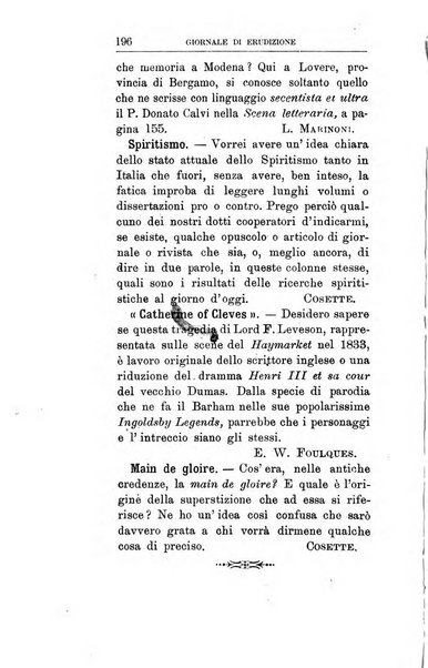 Giornale di erudizione corrispondenza letteraria, artistica e scientifica