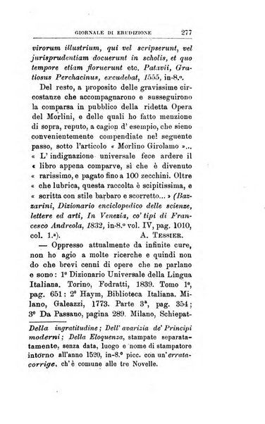 Giornale di erudizione corrispondenza letteraria, artistica e scientifica