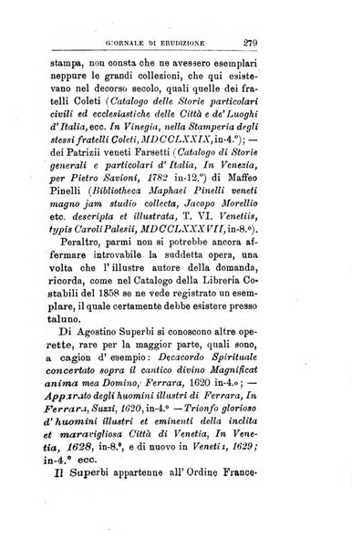 Giornale di erudizione corrispondenza letteraria, artistica e scientifica