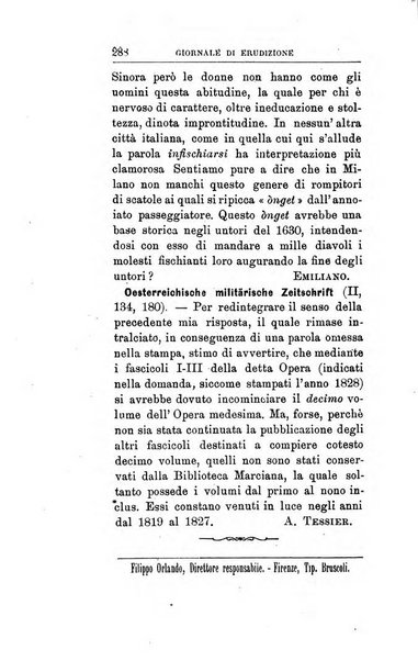 Giornale di erudizione corrispondenza letteraria, artistica e scientifica