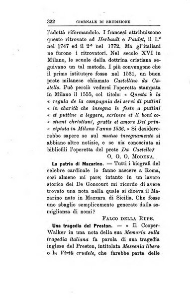 Giornale di erudizione corrispondenza letteraria, artistica e scientifica