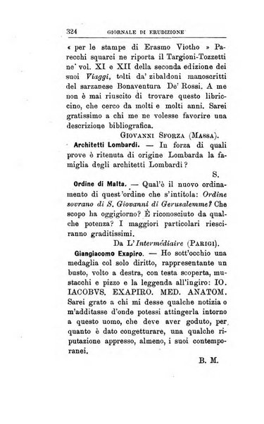 Giornale di erudizione corrispondenza letteraria, artistica e scientifica