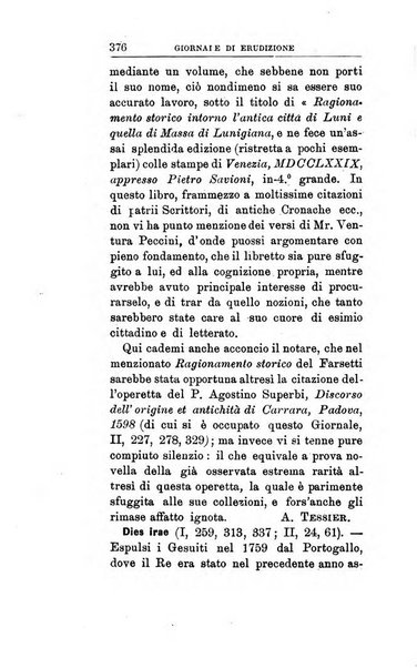 Giornale di erudizione corrispondenza letteraria, artistica e scientifica