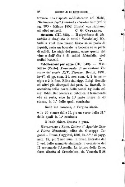 Giornale di erudizione corrispondenza letteraria, artistica e scientifica