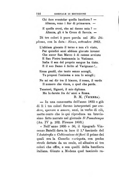 Giornale di erudizione corrispondenza letteraria, artistica e scientifica