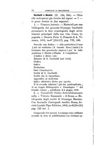 Giornale di erudizione corrispondenza letteraria, artistica e scientifica