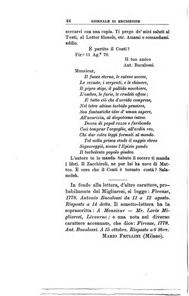 Giornale di erudizione corrispondenza letteraria, artistica e scientifica