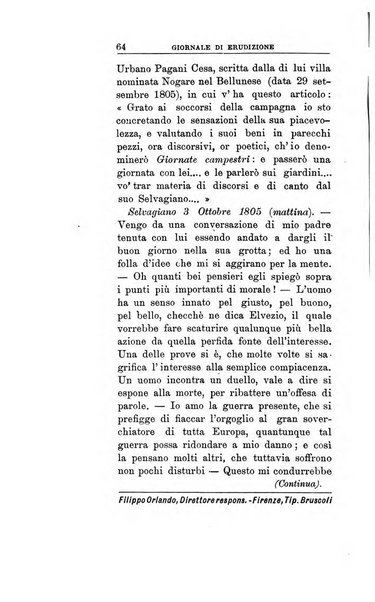 Giornale di erudizione corrispondenza letteraria, artistica e scientifica