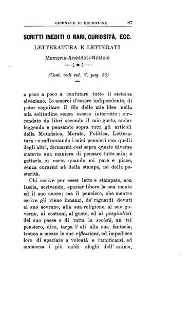 Giornale di erudizione corrispondenza letteraria, artistica e scientifica