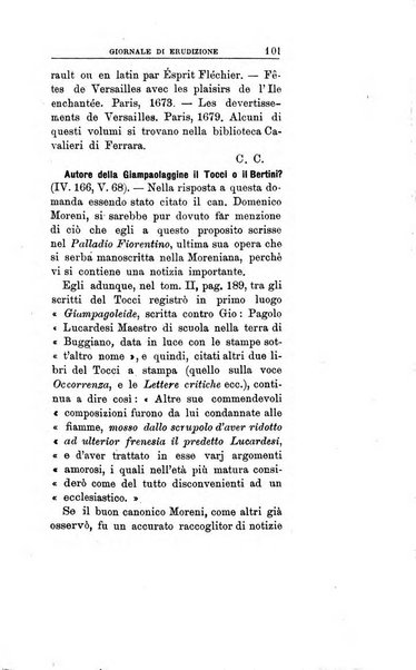 Giornale di erudizione corrispondenza letteraria, artistica e scientifica