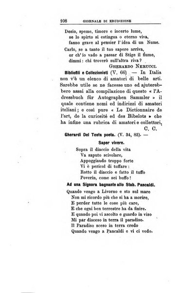 Giornale di erudizione corrispondenza letteraria, artistica e scientifica