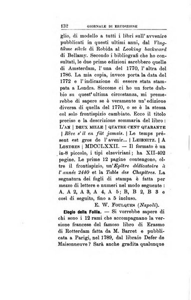 Giornale di erudizione corrispondenza letteraria, artistica e scientifica