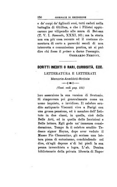 Giornale di erudizione corrispondenza letteraria, artistica e scientifica