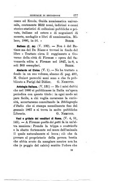 Giornale di erudizione corrispondenza letteraria, artistica e scientifica