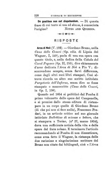 Giornale di erudizione corrispondenza letteraria, artistica e scientifica