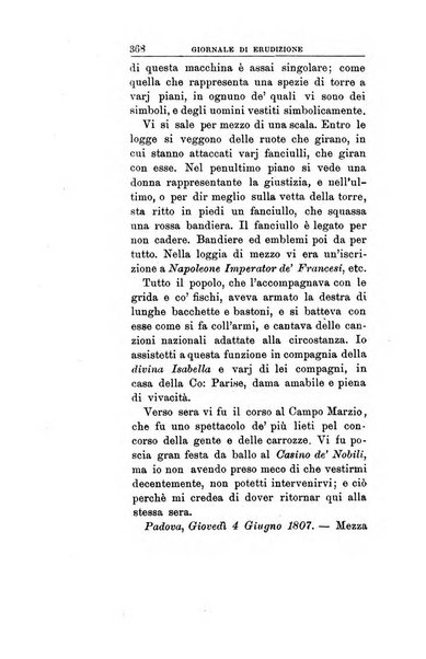 Giornale di erudizione corrispondenza letteraria, artistica e scientifica