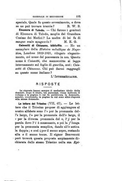 Giornale di erudizione corrispondenza letteraria, artistica e scientifica