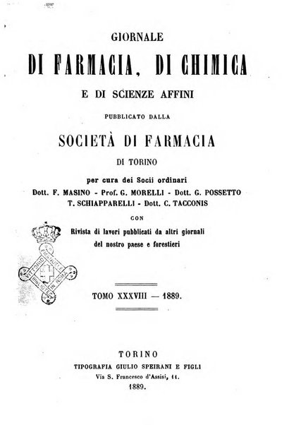 Giornale di farmacia, di chimica e di scienze affini