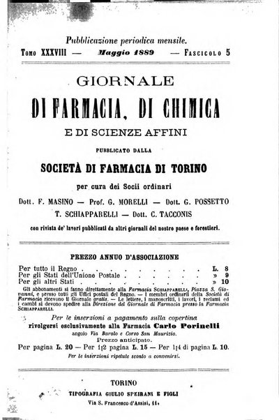 Giornale di farmacia, di chimica e di scienze affini