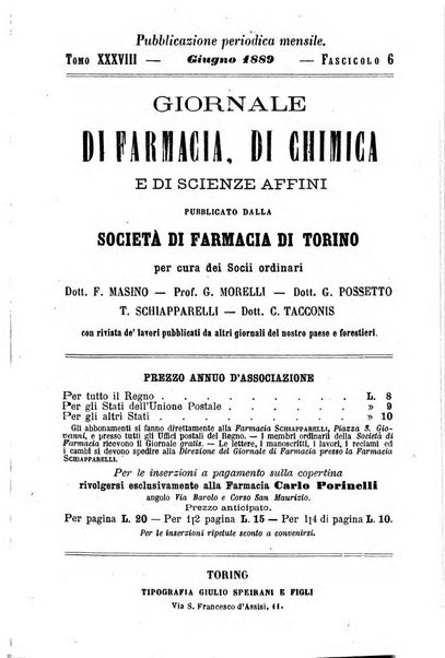 Giornale di farmacia, di chimica e di scienze affini