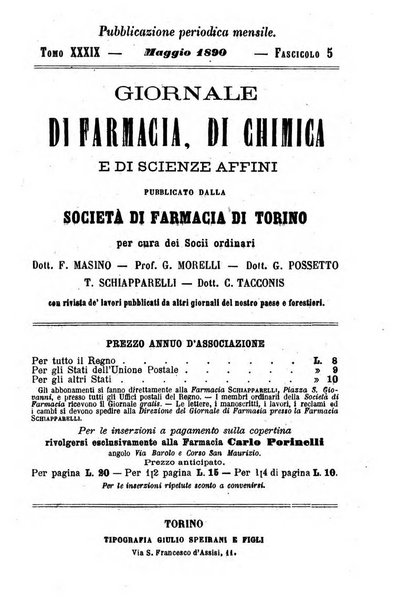 Giornale di farmacia, di chimica e di scienze affini