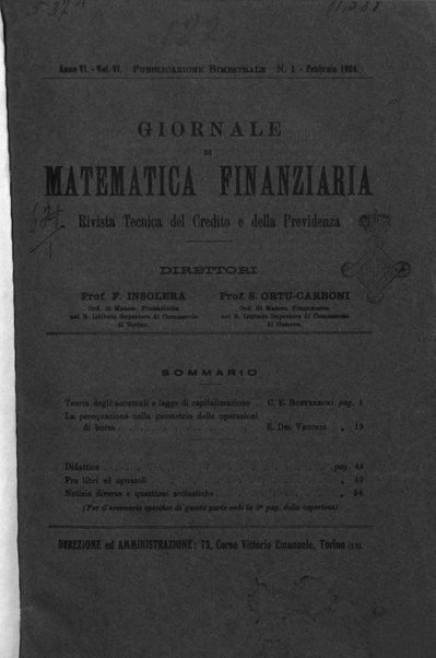 Giornale di matematica finanziaria rivista tecnica del credito e della previdenza