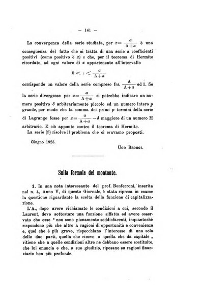 Giornale di matematica finanziaria rivista tecnica del credito e della previdenza