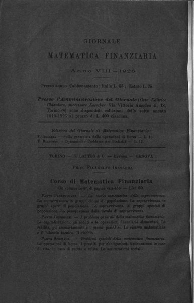 Giornale di matematica finanziaria rivista tecnica del credito e della previdenza