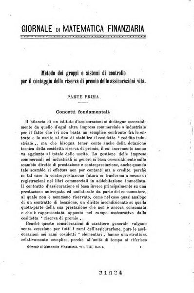 Giornale di matematica finanziaria rivista tecnica del credito e della previdenza