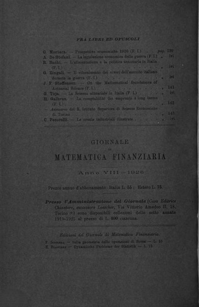 Giornale di matematica finanziaria rivista tecnica del credito e della previdenza