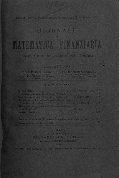 Giornale di matematica finanziaria rivista tecnica del credito e della previdenza