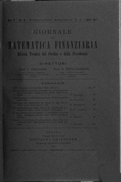 Giornale di matematica finanziaria rivista tecnica del credito e della previdenza