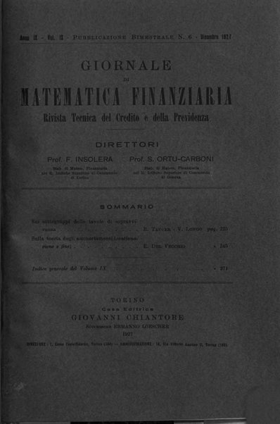 Giornale di matematica finanziaria rivista tecnica del credito e della previdenza