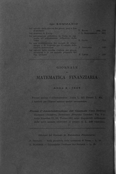 Giornale di matematica finanziaria rivista tecnica del credito e della previdenza