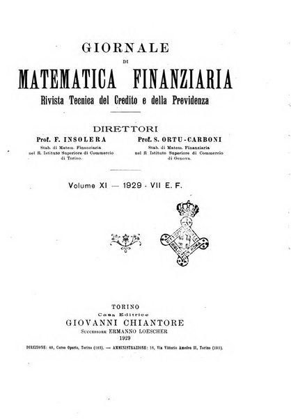 Giornale di matematica finanziaria rivista tecnica del credito e della previdenza