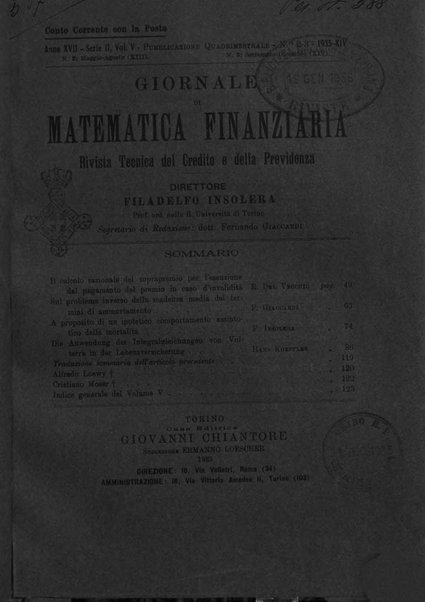 Giornale di matematica finanziaria rivista tecnica del credito e della previdenza