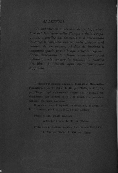 Giornale di matematica finanziaria rivista tecnica del credito e della previdenza