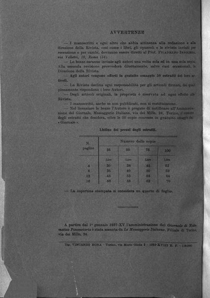 Giornale di matematica finanziaria rivista tecnica del credito e della previdenza