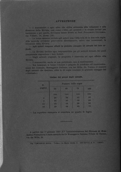 Giornale di matematica finanziaria rivista tecnica del credito e della previdenza