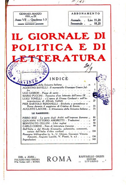 Il giornale di politica e di letteratura